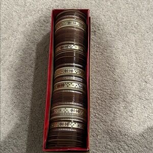 Elegant Gold and Brown Bangle Set